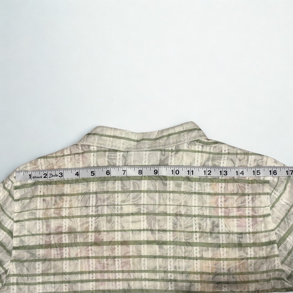 Alfred Dunner Woman's Striped Floral Blouse Semi-Sheer 3/4 Sleeve Size S Vintage - Picture 9 of 11